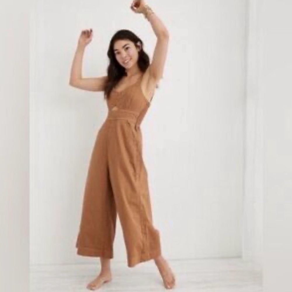 Aerie Tan Sleeveless Jumpsuit